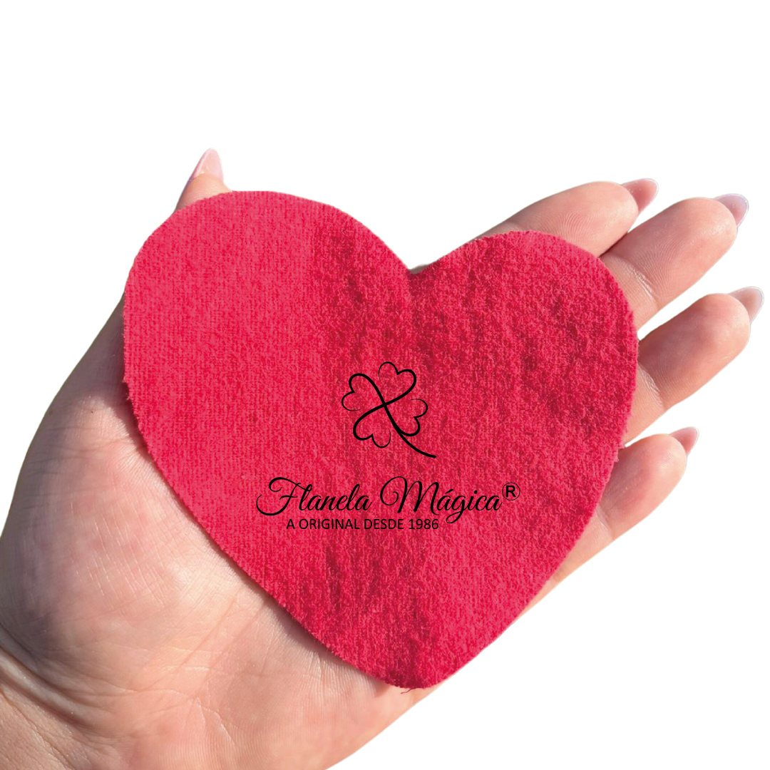 1000 unidades com Logo da Flanela Mágica® | Coração 10x9,5 cm